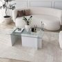 Hanah Home Escape Mesa de Centro Blanca con Cristal Templado